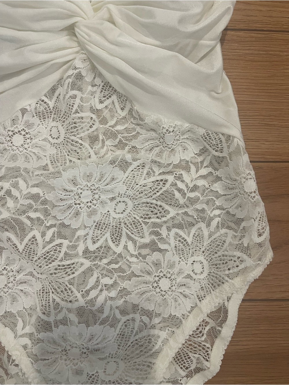 Vintage La Perla Draped Twist Bust Lace Bodysuit white small made in Italy